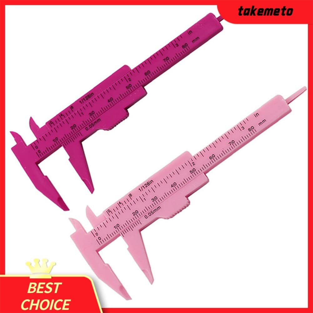 [TAMT] 0-80mm Plástico Deslizante Vernier Caliper Medidor Ferramenta De Medição Régua De Escala Dupla ❀
