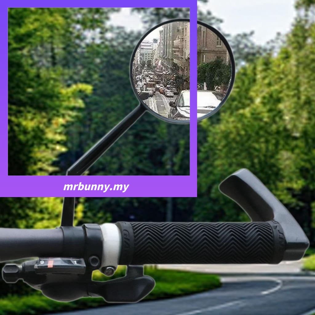 Espelho Retrovisor Para Bicicleta , Vidro De Segurança ABS , Preto , Ajustável , Suporte Guiador