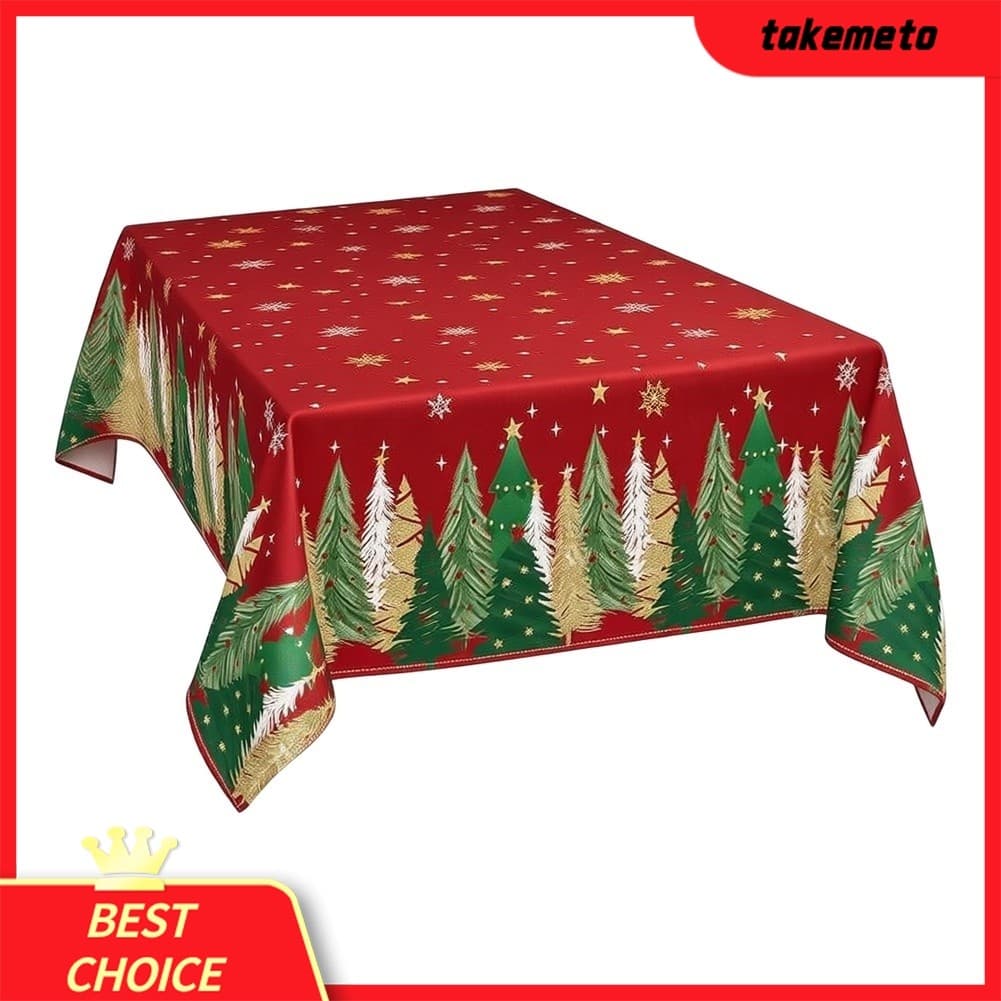 { Agosto Em Novo } Toalha De Mesa Retangular De Natal Impressa Pinheiro Com Padrão De Floco De Neve