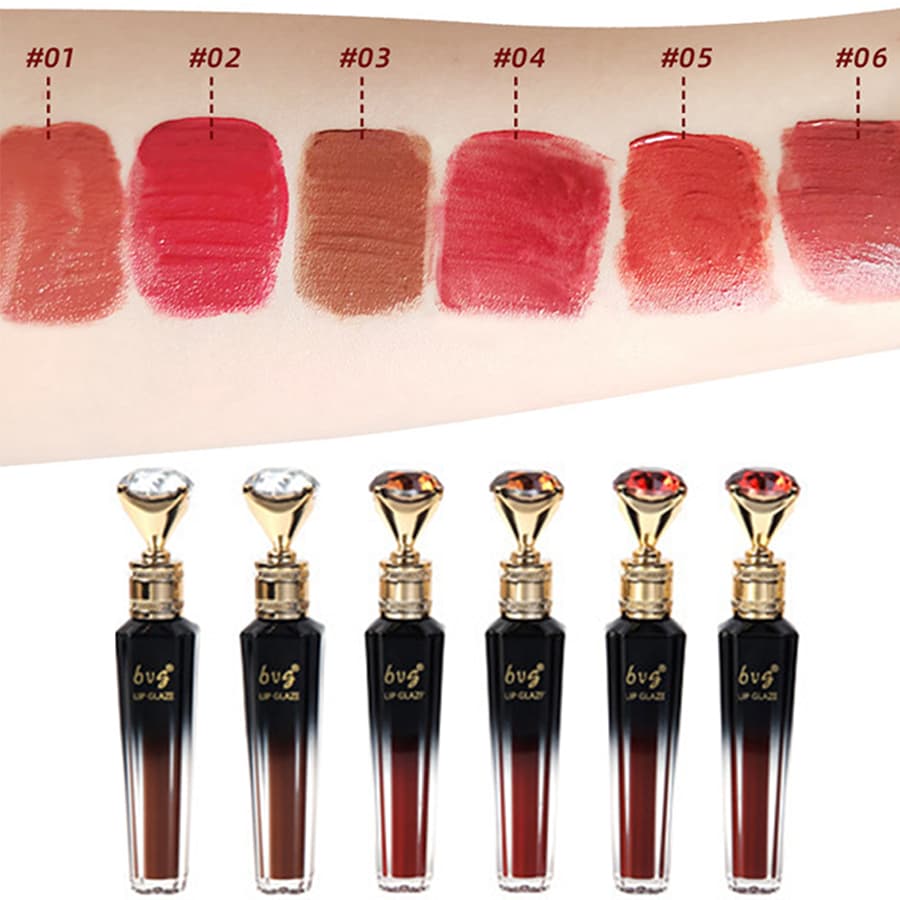 Batom Com Brilho Labial De Seis Cores , Hidratante De Longo Prazo À Prova D'água , Não É Fácil De Descolorir , 1 Peça