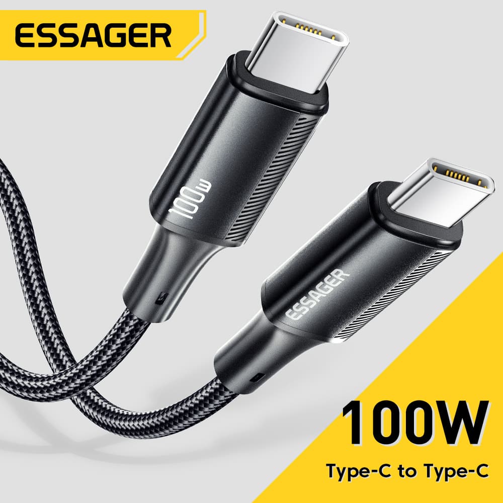 Essager 100W 5A Tipo C Cabo PD USBC-De Carregamento Rápido USB2.0 480Mbps Para Laptop Samsung Xiaomi Cabos De Carga IP