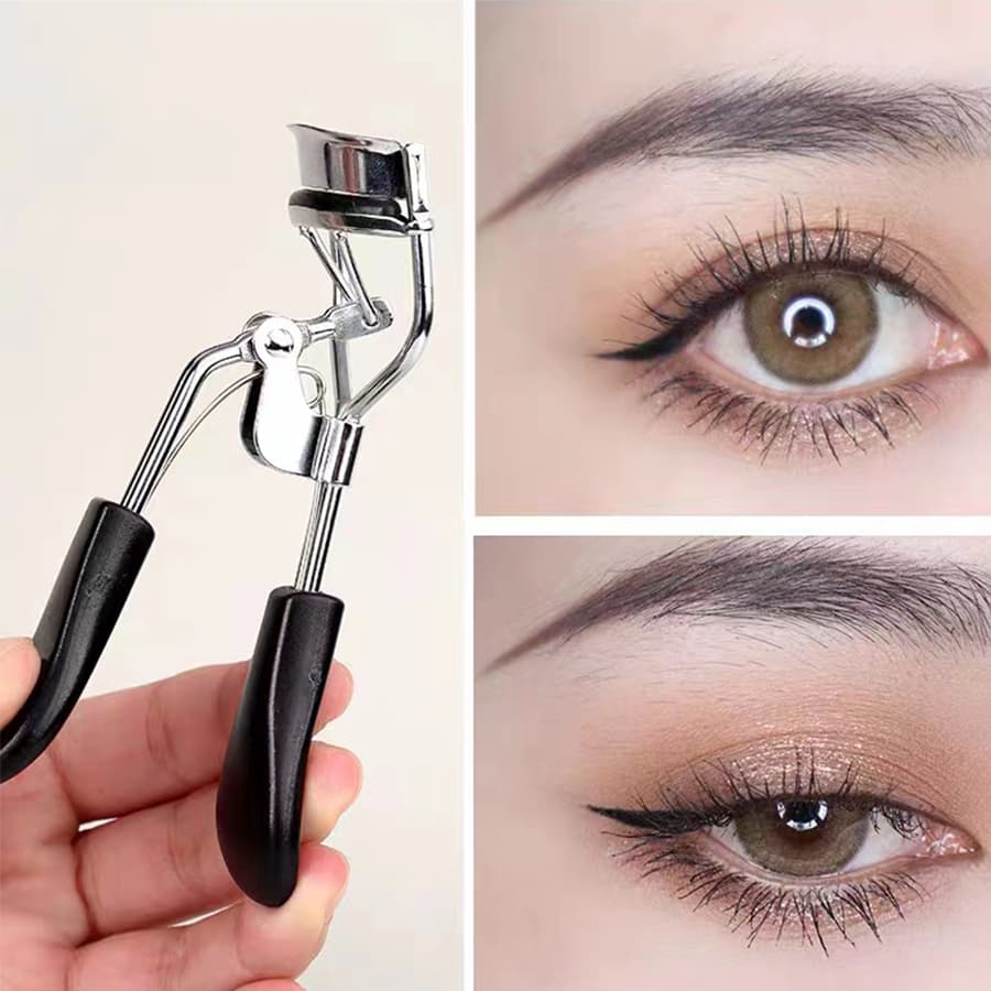 Curvador de Cílios Preto com Cabeça Única, Duradoura e Portátil, Ideal para Iniciantes em Aço Inoxidável.