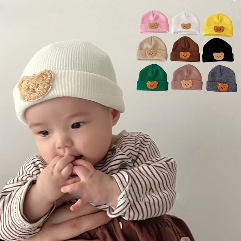 Gorro De Bebê De Urso De Desenho Animado – Chapéu De Inverno De Malha Macia Para Bebês E Crianças De 0 A 2 Anos