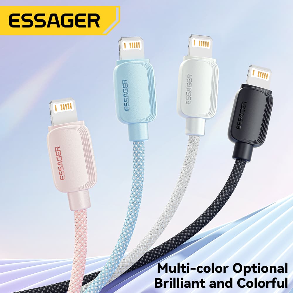 Novo Cabo Essager PD 29W Tipo C para USBC Macaron C-L para 14 13 12 11 Pro Max Xs Plus, Cabo de Dados Tipo-C com