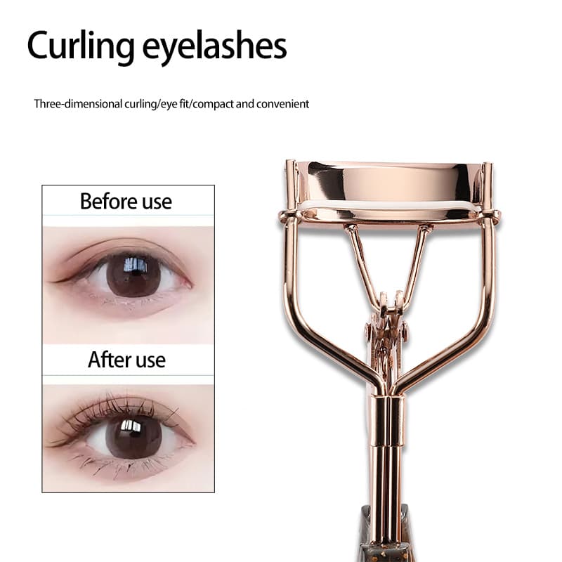 Trendy novo curvador de cílios com alça preta e pó brilhante, que proporciona um enrolamento natural e duradouro sem