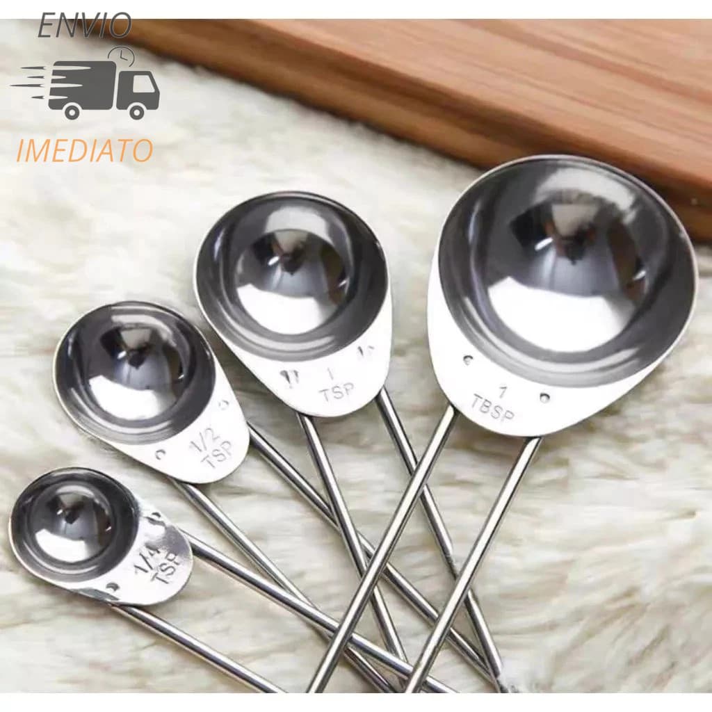 Conjunto 4 Colheres Aço Inoxidavel Medidoras Colher Medidora Para Cozinha
