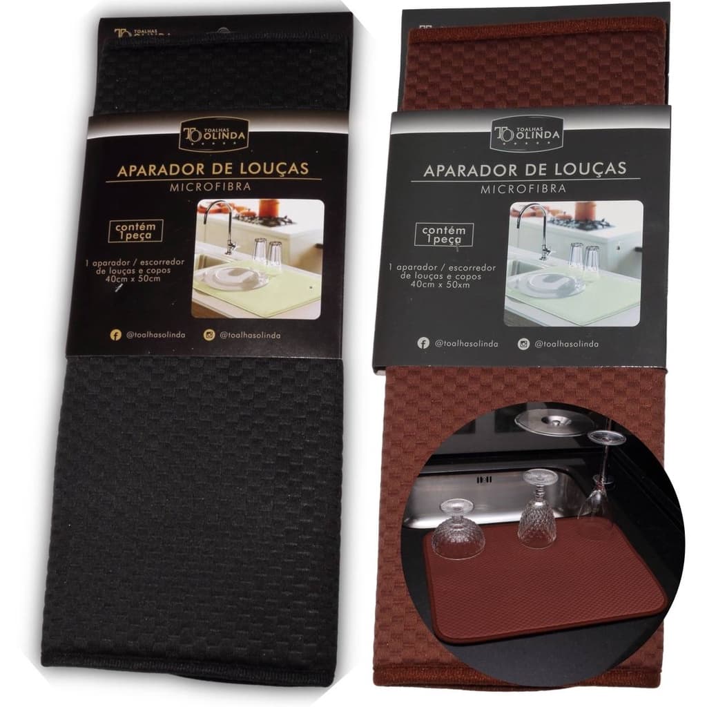 Kit 2 Tapete Escorredor De Louças Copos Super Absorvente Dobrável