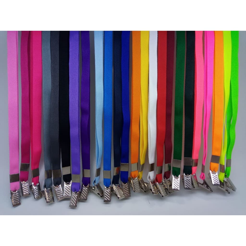 Cordão para Crachá 12mm | Liso | C/ Clips Jacaré Fixo | 1cor | 100 unidades