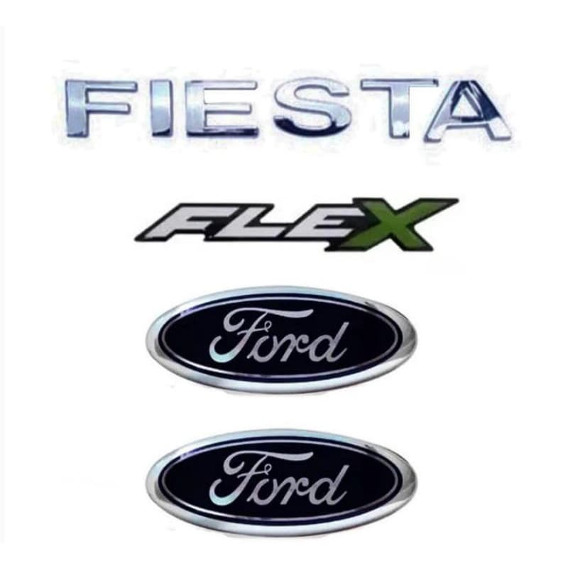 emblema logotipo fiesta flex mais grade porta-mala 4. peças fita 3M cromado