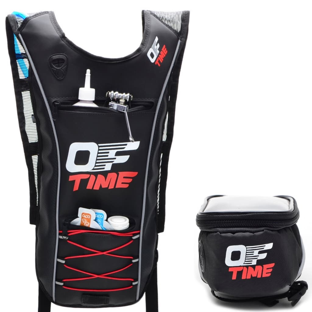 Kit Mochila de Hidratação 2 Litros   Bolsa P/ Celular Média