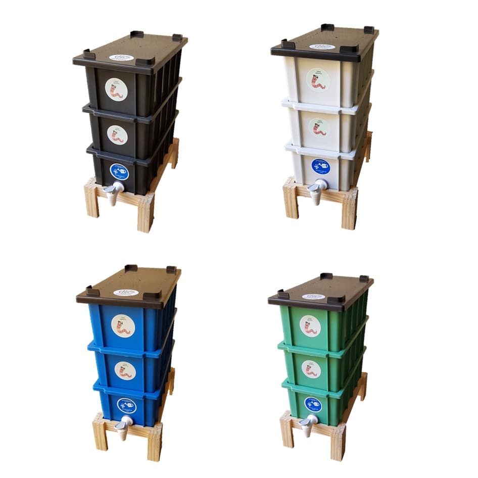 Mini Composteira Doméstica com Suporte 4 Litros Minhocário + Suporte Pé Minhocario