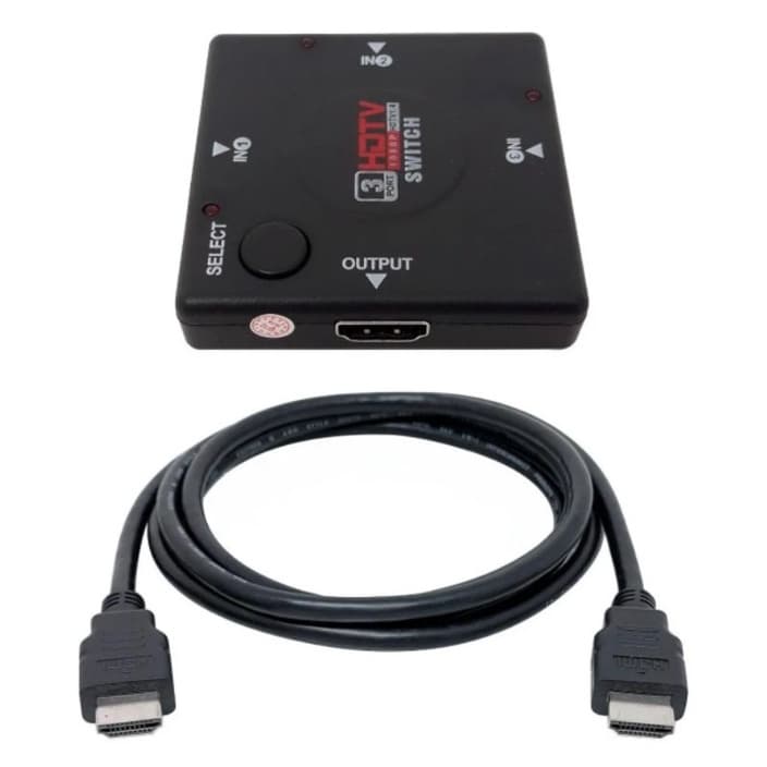 Kit Adaptador Hdmi Switch Para 3 Entradas 1 Saída+ 1 Cabo Hdmi