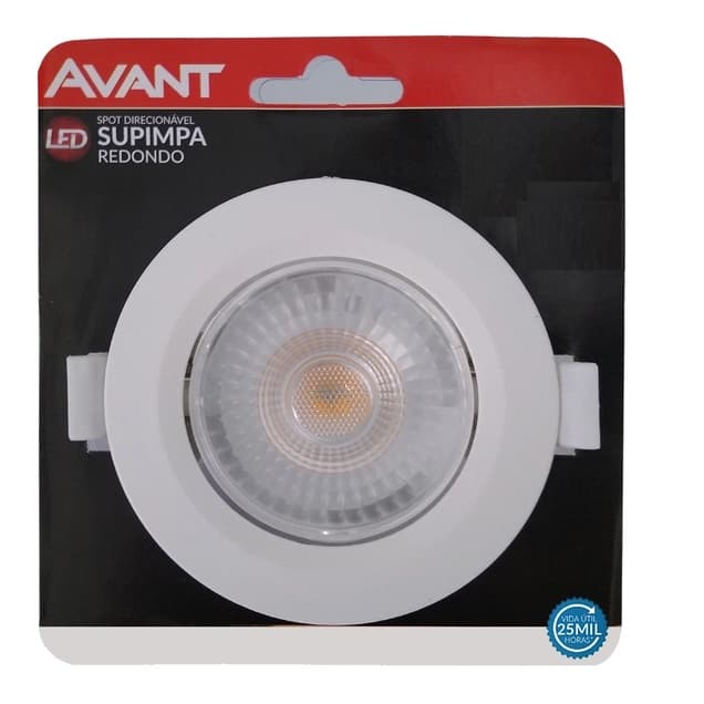 Kit com 4 Spot Led De Embutir Redondo 5w 6500k Luz Branca Bivolt Avant