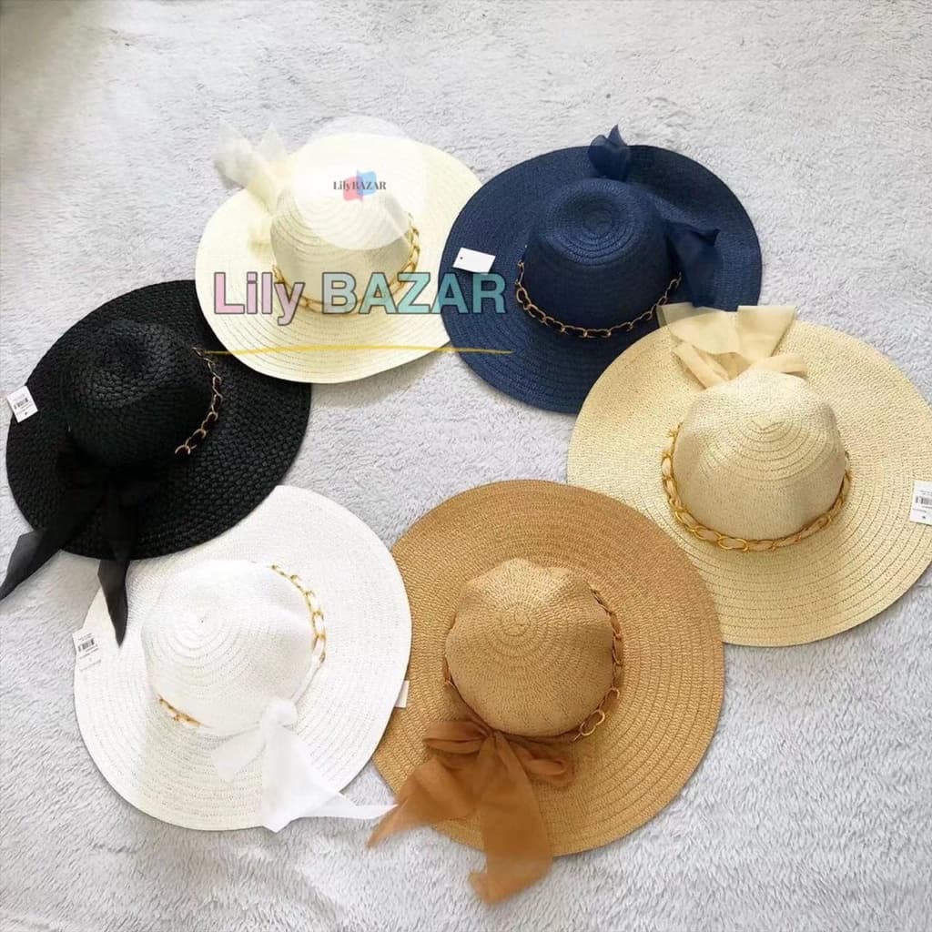 Chapéu Praia Palha Liso Aba Grande Feminino Personalizável