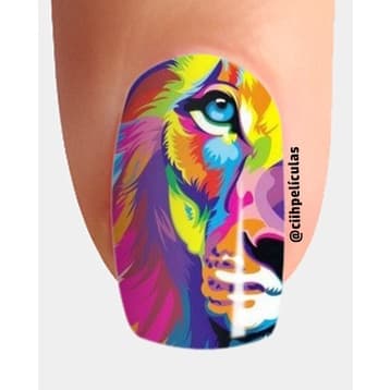 Películas De Unhas Cartelinha Com 12 Unidades Leão Colorido  | Decoração De Unha | Adesivo De Unha | Acessórios De Unha.