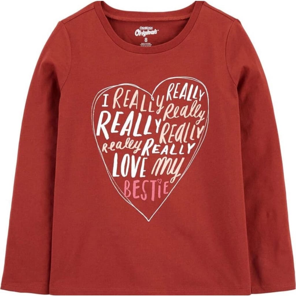OSHKOSH - 5 anos, camiseta manga longa algodão glitter. Produto ORIGINAL, novo, com etiqueta, importado dos EUA.