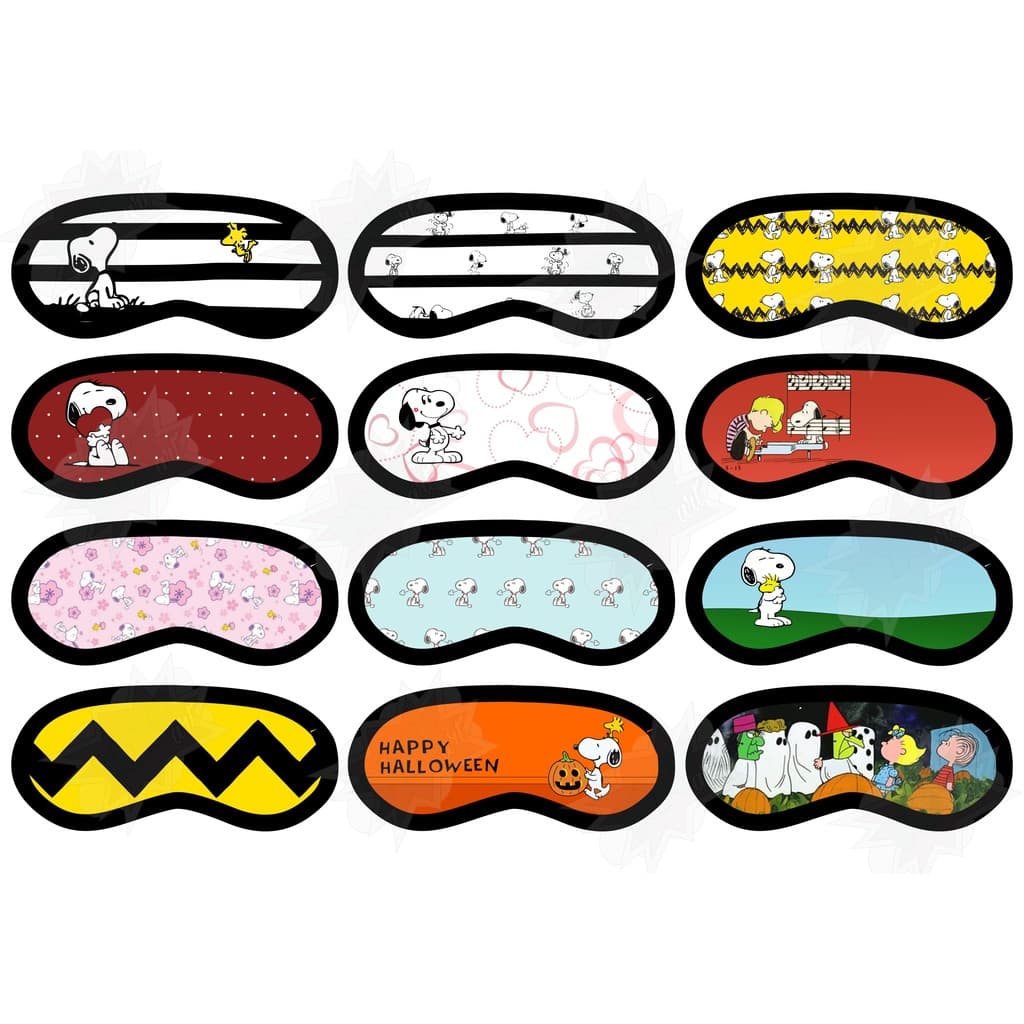 Máscaras de olho de dormir/tapa olho Snoopy / Peanuts / Charlie Brown / Woodstock / Desenho / Halloween