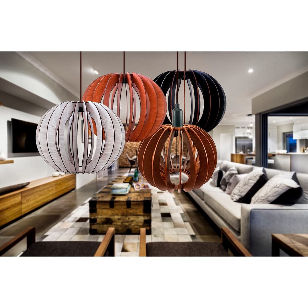 Lustre Luminária Teto Grande Pendente Bola De Madeira Decoração Sala De Jantar Cozinha Quarto