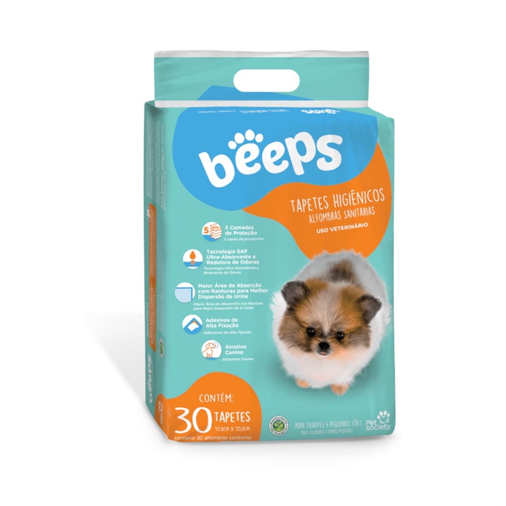 Tapete Higiênico Para Cães Beeps Puppy Pads Filhotes Tamanho 56X56 Pacote com 30 Unidades