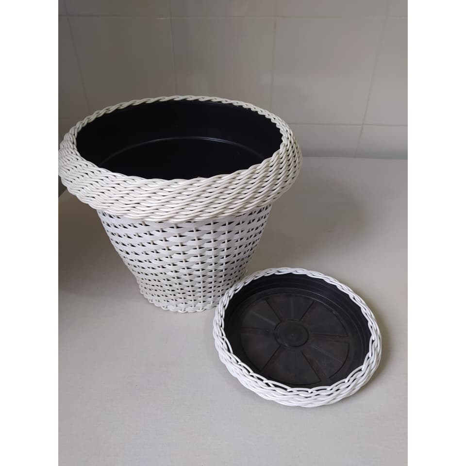 1 vaso + 1 prato n°99 grande enorme vaso para flores coqueiro jardim jardinagem piscina elegante GRANDE cor branco 40 cm x 33 cm
