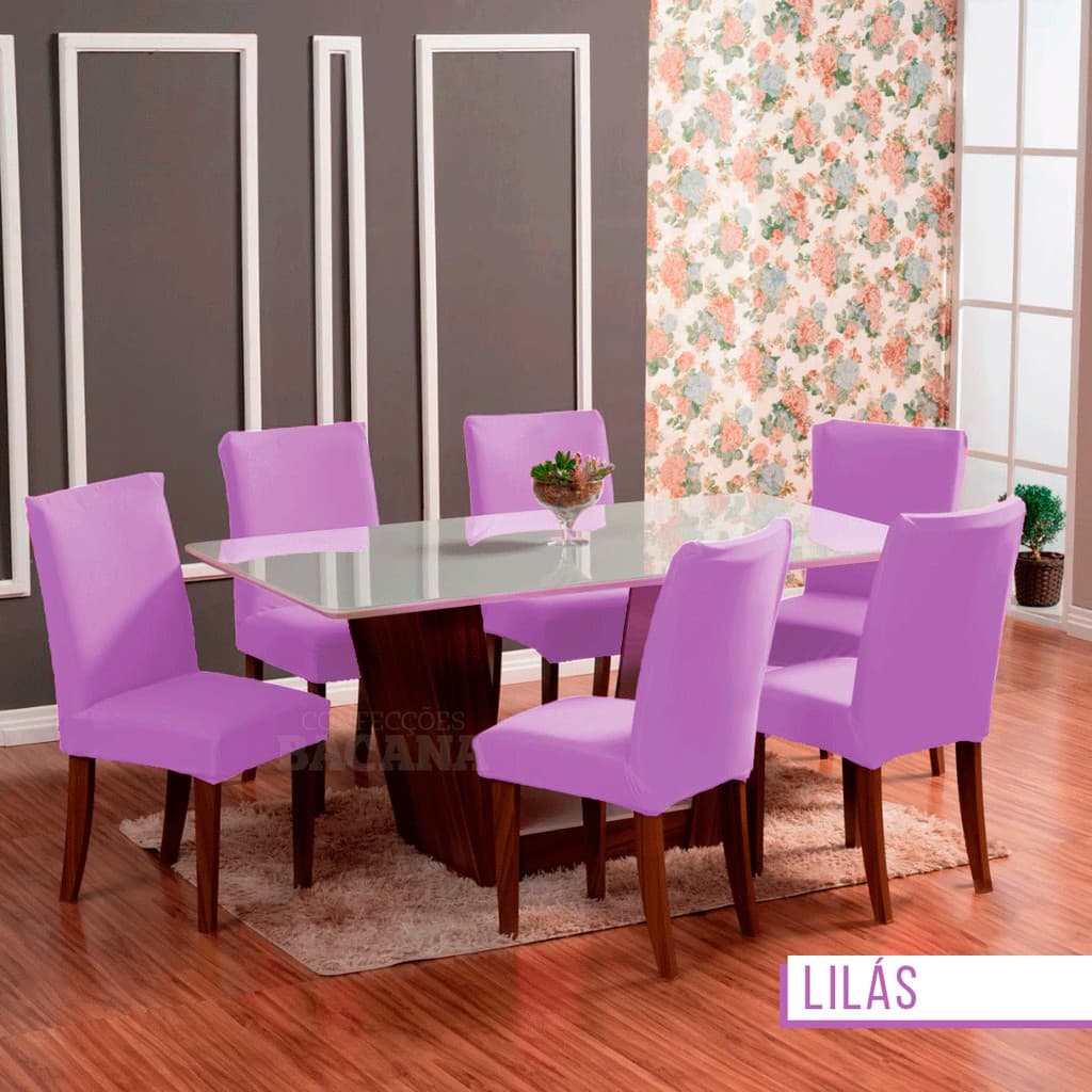 PROMOÇÃO LINDAS CAPAS DE CADEIRA 6 LUGARES LILÁS ENVIO IMEDIATO