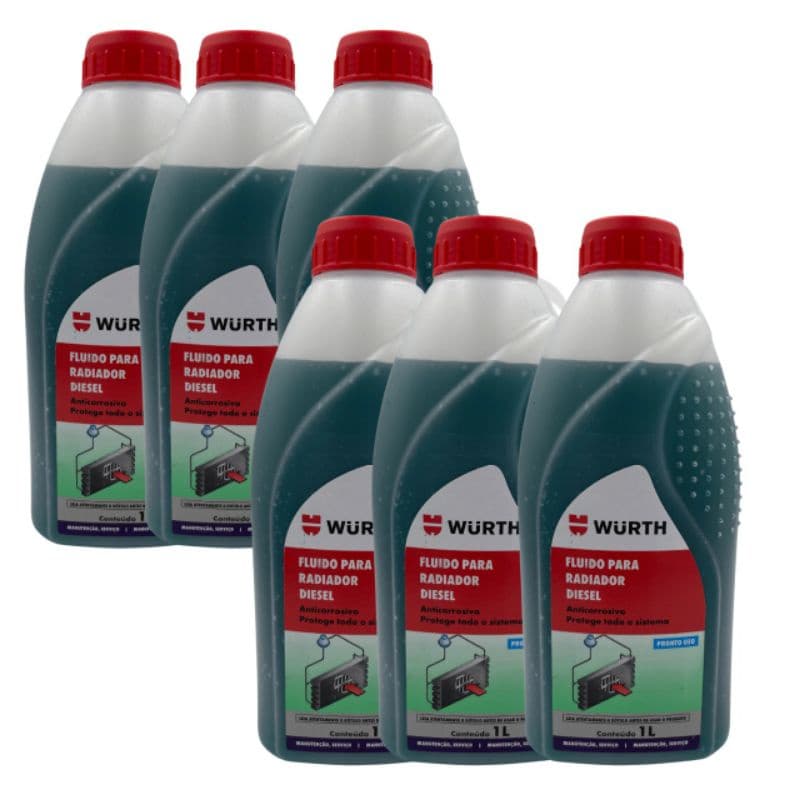 Fluído Para Radiador Würth 6 Litros Indicado Para Motores A Diesel mecânico Mecânica Troca Aditivo