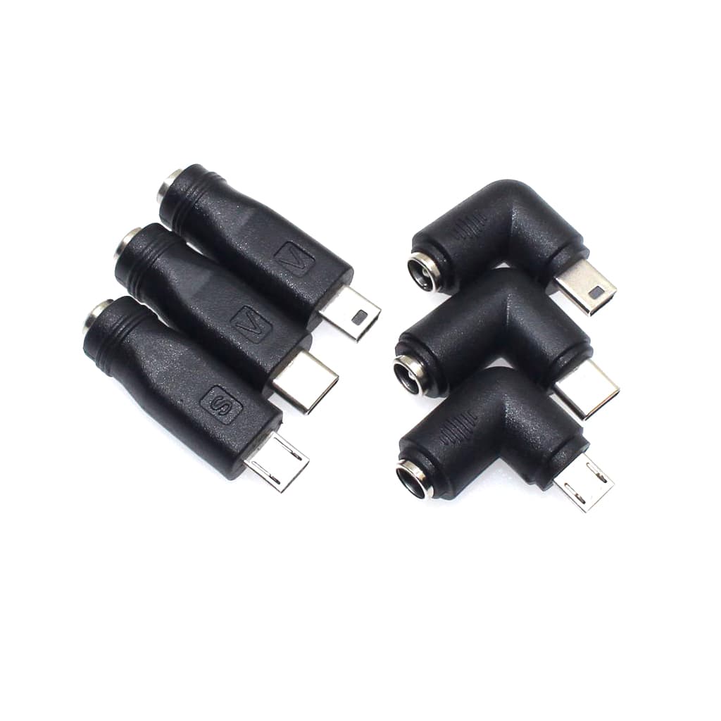 DC 5.5x2.1mm Jack Fêmea Para Micro USB/Tipo C/Mini Plugue Macho Conector De Alimentação 5.5x2.5mm Adaptador De Energia Android Telefone tablet