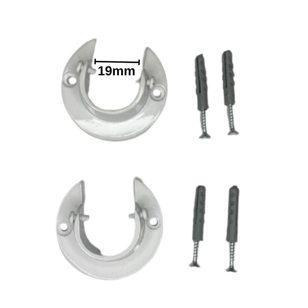Kit Suporte Flange  Aluminio 19mm Para Varão Comum - 2 Unidades