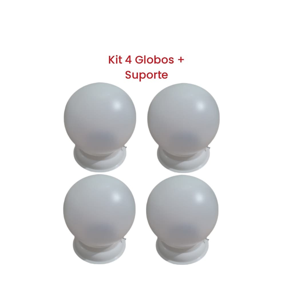 Kit 4 Globos Bolinha 15cm com Suporte Boca 10cm PVC Luconi