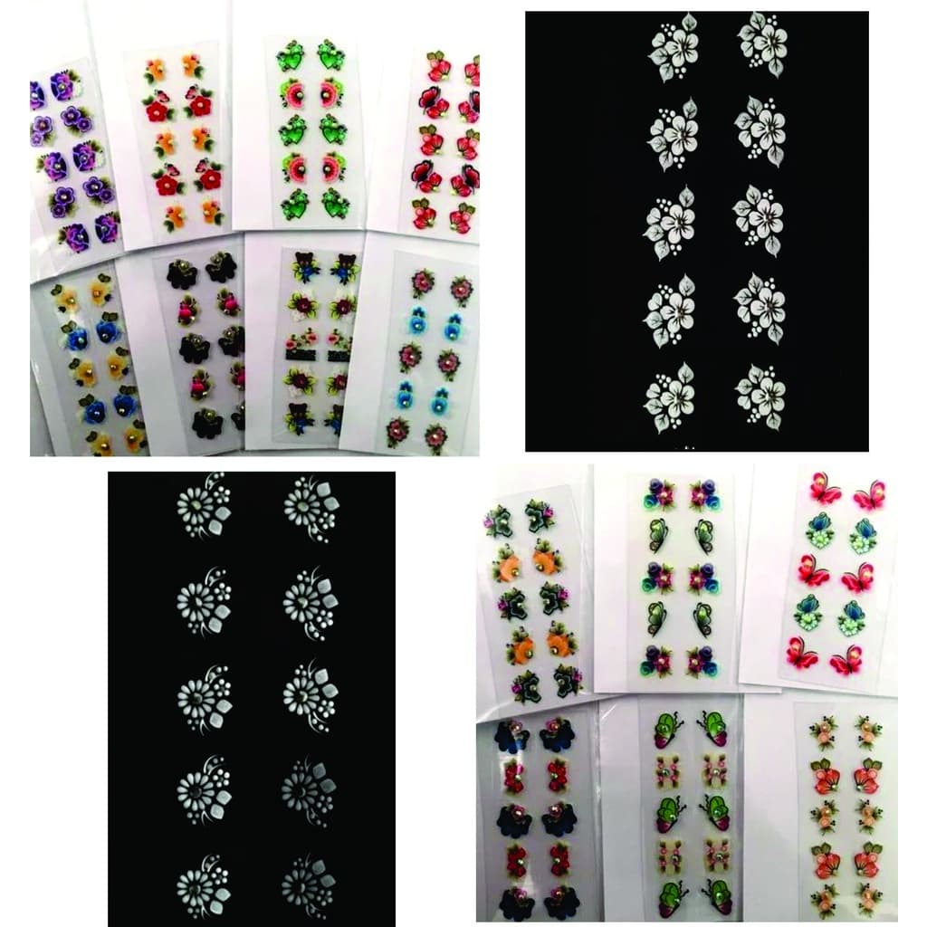 100 AdesivoS De Unha 3d C/ PedraS Coloridos + 100 Brancos +brindes KAA-500
