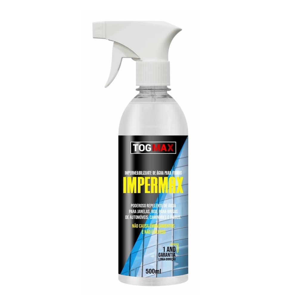 Impermax Repelente Água Vidro 500ml Cristalizador De Vidros Para Brisa Boxs Janelas Espelhos Togmax