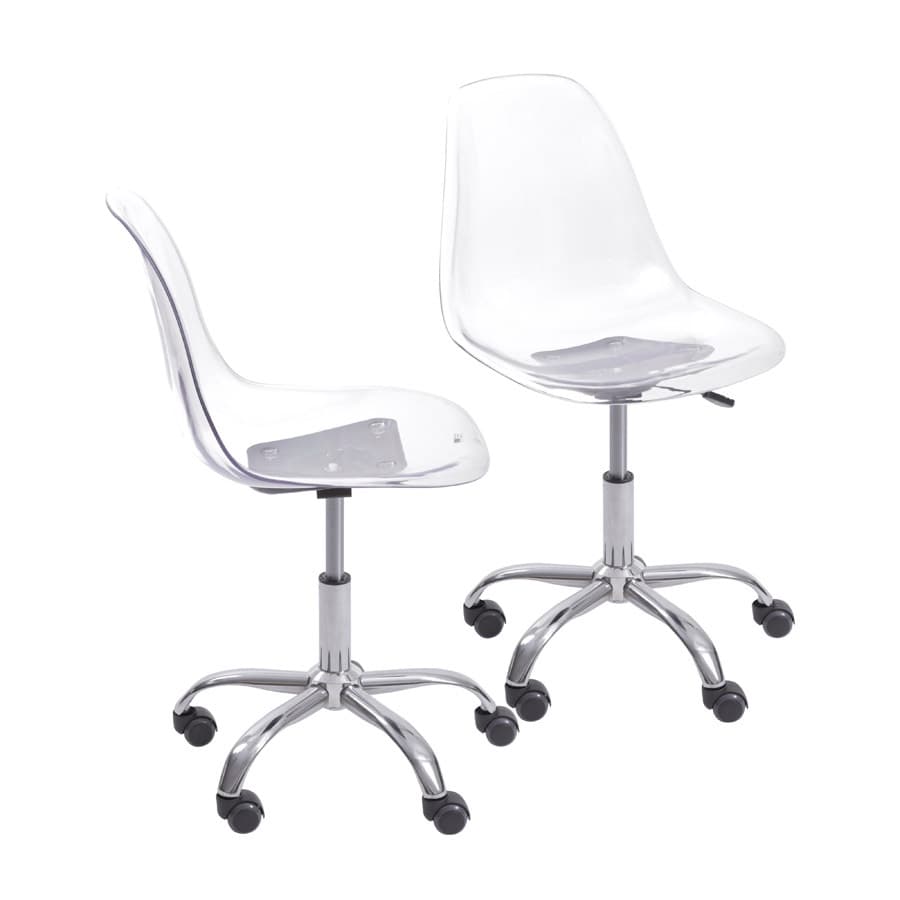 2 Cadeiras de Escritorio DKR Eames Boxbit PC Incolor Rodízio