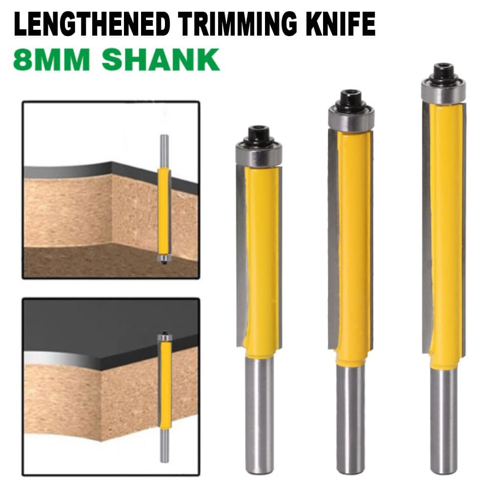 1Pc 8mm Haste 2 " Broca De Roteador De Guarnição Nivelada Com Rolamento , Fresa De Carboneto De Tungstênio De Madeira Pa