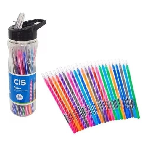 CANETA CIS SPIRO / SPIRO GLOW  KIT COM 12 OU 24 ESFEROGRAFICAS 0,7MM CORES SORTIDAS