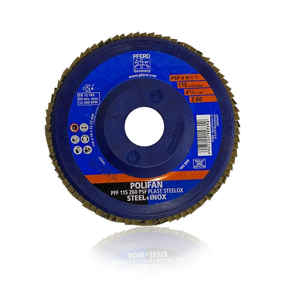 Disco Polifan PFF 115 Z60 PSF PFERD Plast Steellox - ART. 69398183 - Disco Flap Polifan