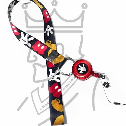 Cordão Personalizado Mickey Divertido Com Roller Clip Mão