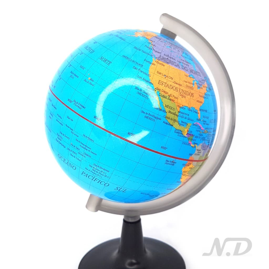 Globo Terrestre com Esfera Giratória 17 Centimetros de Altura, Enfeite de Mesa Globo Escolar, Globo Decorativo, Mapa Mundi de Mesa.