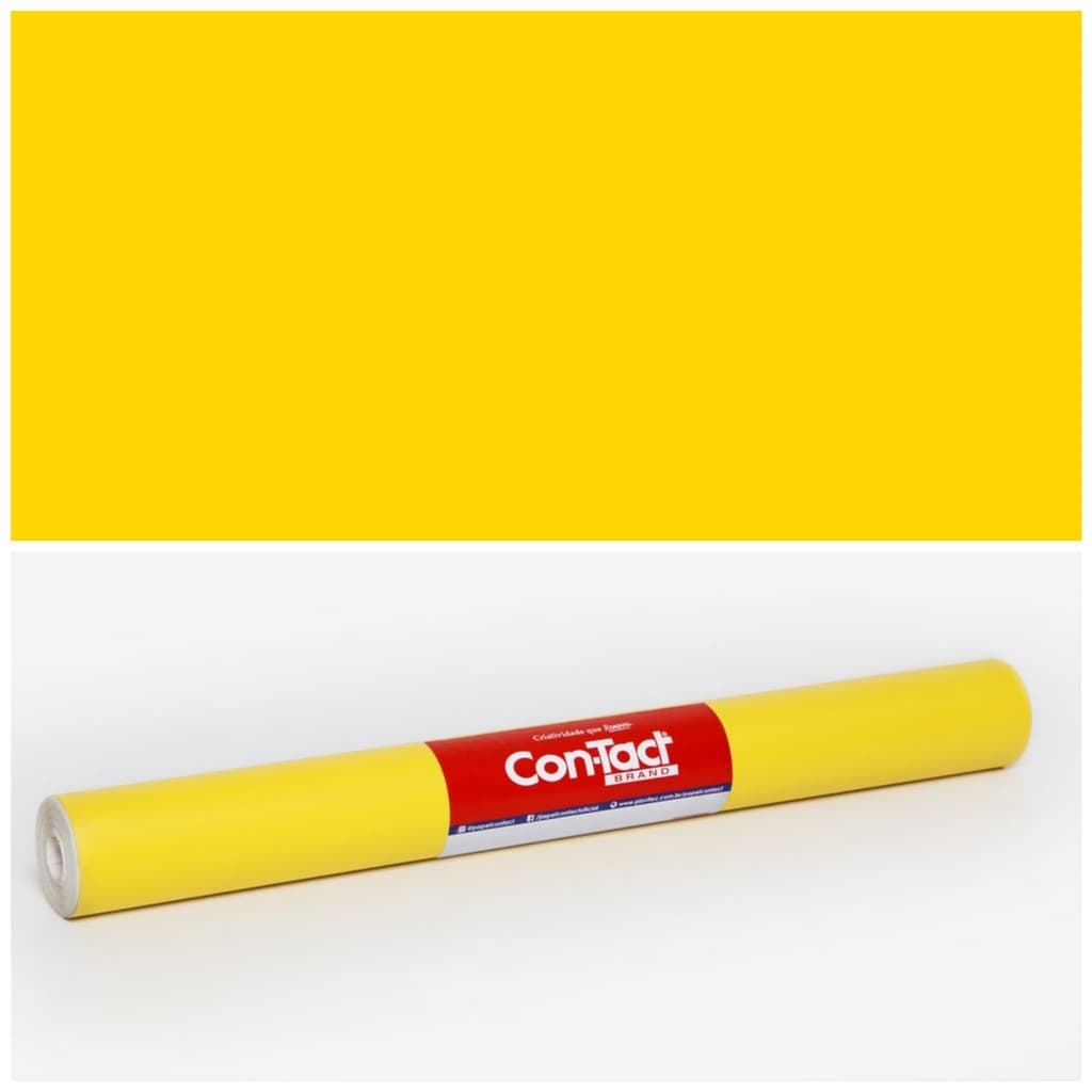 Papel Adesivo Contact Lavável Amarelo Fosco Opaco 45 Cm X 2 Metros