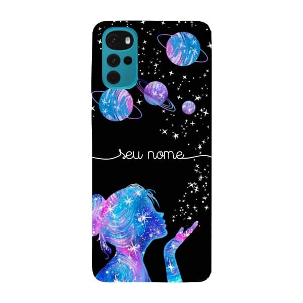 Capinha para Moto G22 Anti Impacto Personalizada - Menina universo com nome