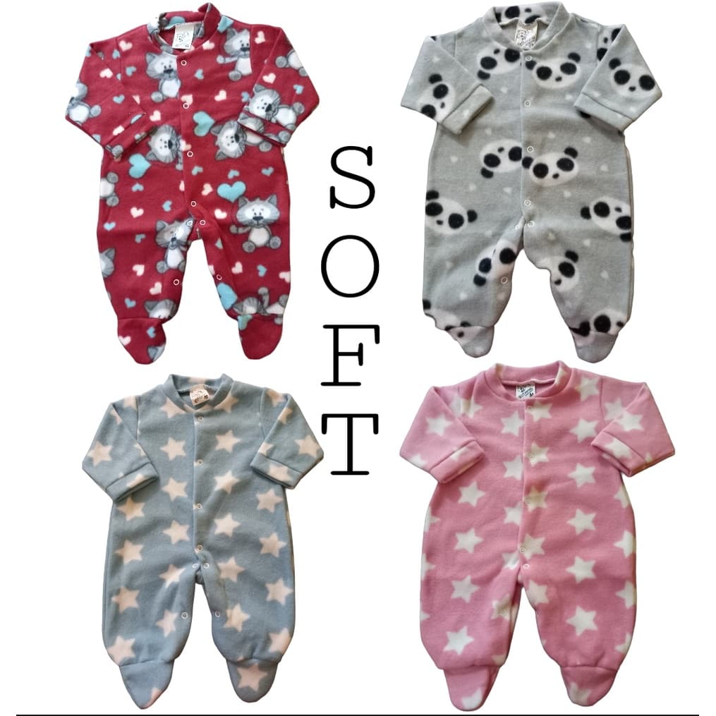 Macacão Pijama  bebê soft inverno menina e menino