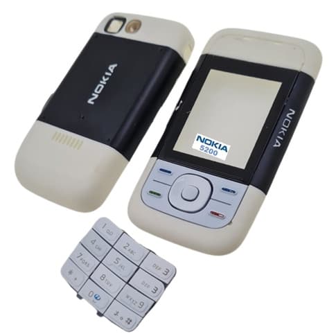 Peça Carcaça compatível com Celular Nokia 5200 - Branco com Preto