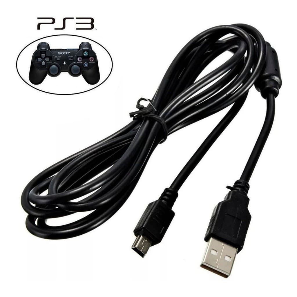 Cabo USB Para Carregar Controle De Playstation 3 Ps3 Com Filtro