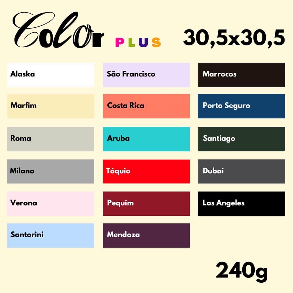 Papel Color Plus 240g (6 Fls 30,5x30,5cm) Original Blendpaper 30,5x30,5 cm Formato Scrap ColorPlus Blend Paper