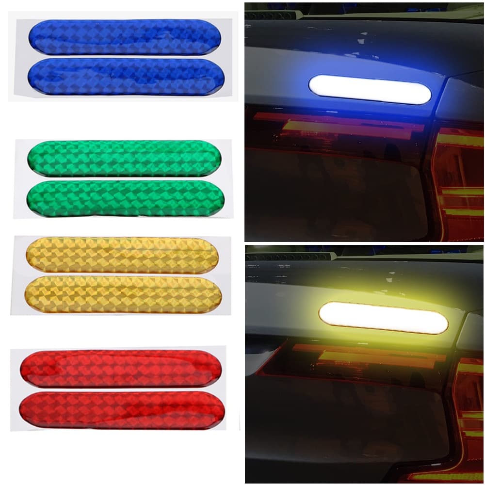 Carro-Styling Tiras Reflexivas Adesivos Refletivos Decalque Porta Do Carro Carro 4 Cores Aviso De Segurança Fita Marca Acessórios Do Exterior 2pcs