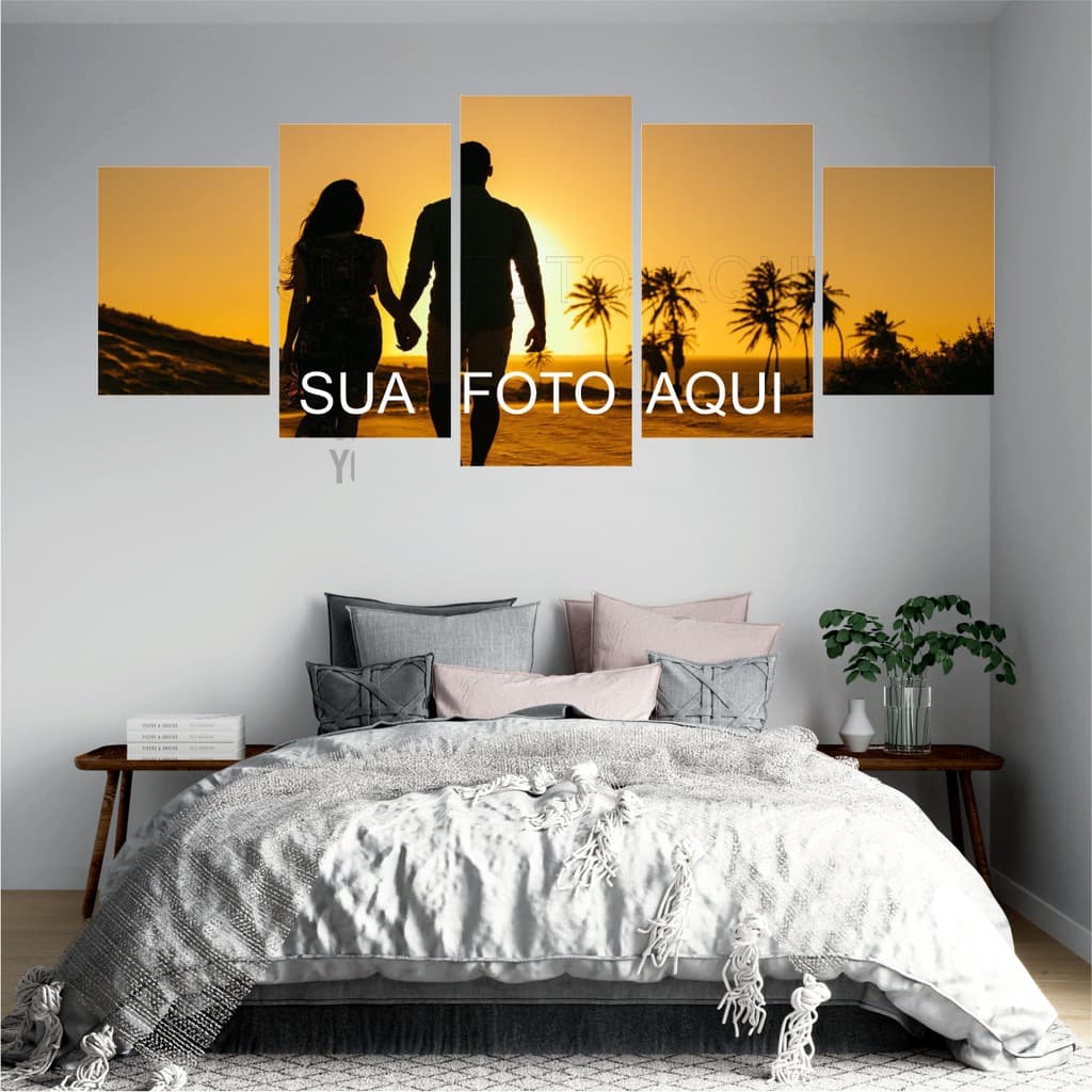 Quadro Mosaico  Personalizado Com Sua Imagem  Grande Pra Sala Quarto Escritorio 5 peças Decorativo Cozinha