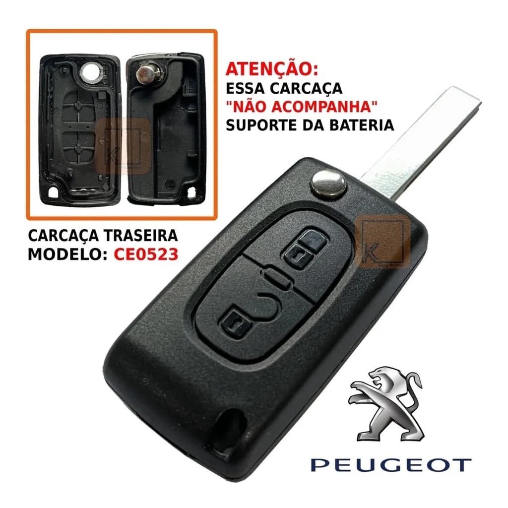 Chave Canivete Oca 2 Botões Peugeot 307 207 308