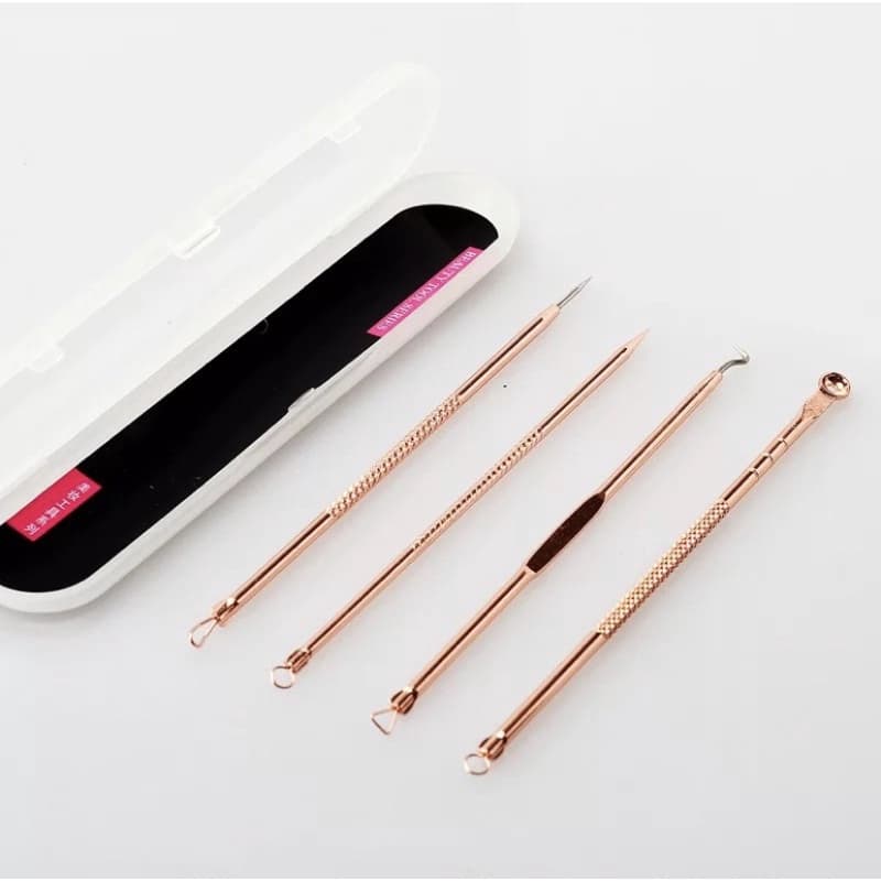 Kit 4 Peças Dourada Agulha de Aço Inoxidável Removedor de Cravos/ Acne.