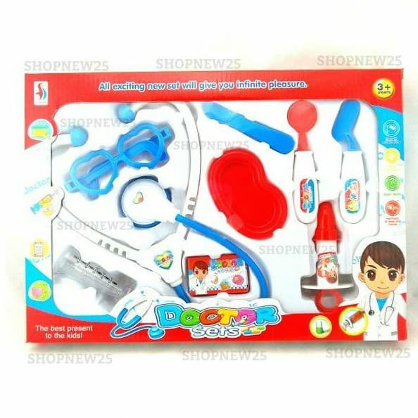 kit Maleta Medica Brinquedo  Menino 9 Peças Dr infantil