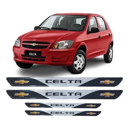 Kit Adesivo Protetor Resinado Soleira Porta Carro Celta 2000 á 2015