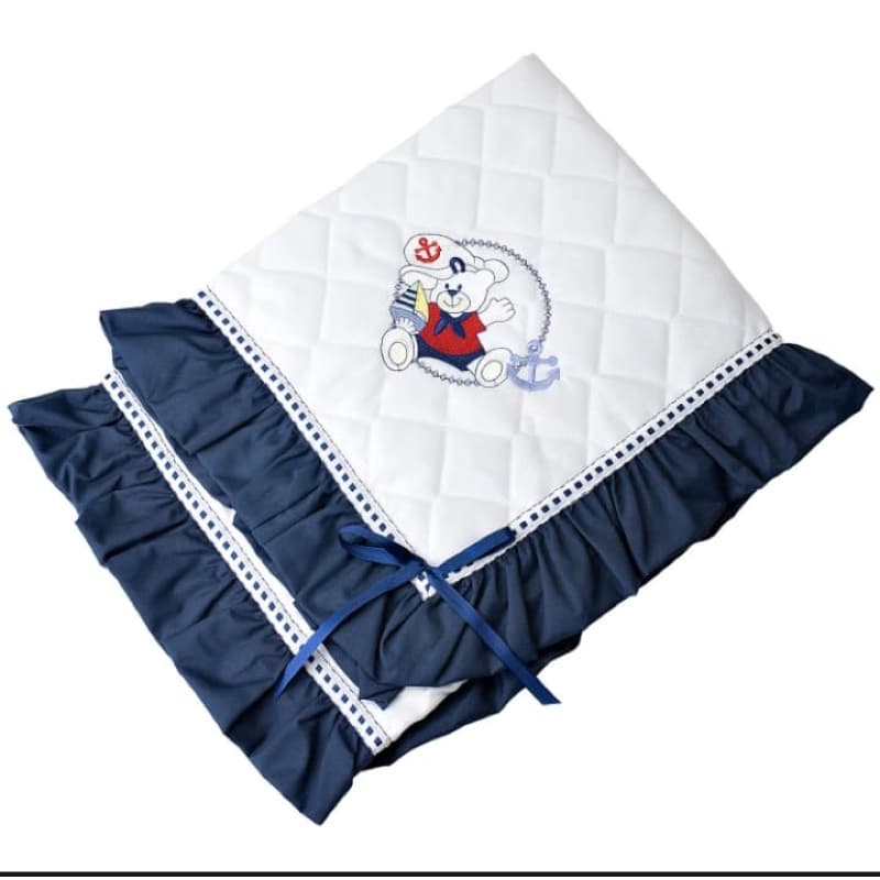 Manta Bebe Piquezinho Acolchoada Forrada Bordada com Babado